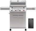 Monument Grills 4 Burner Propane Gas Grill, Stainless Steel Outdoor Patio Barbecue Grill with Cooking Plate, with Broil Zone Fast Heating, Knob Control, and Easy Cleanup, M410MBZ by MonumentGrills