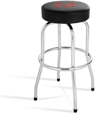 MaxWorks 51090 Swivel Bar Stool, Padded Seat with Chrome Plated Legs, Black, 300-Lb Capacity, 28-1/4" Tall, 14-1/2" Diameter Surface, Ideal for Garage, Shop, Workbench, Bar by MaxWorks