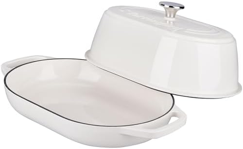 VORRINGARD Enameled Cast Iron Dutch Oven Pot with Dome Lid, Oval Bread Oven for Homemade Sourdough Bread Baking, Oven Safe up to 500°F, 6 Quart, White - Image 7