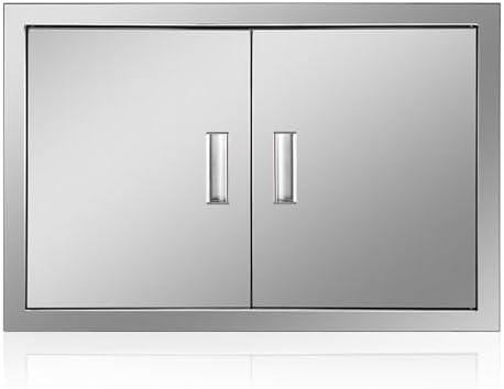 Outdoor Kitchen Door 28'' W x 19'' H Double BBQ Access Door Stainless Steel Flush Mount Doors Wall Vertical Doors with Handle Suitable for Grilling Station BBQ Island Outside Cabinet by Fsehyue
