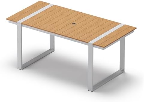 Outdoor Dining Table for 6, HDPS+ Aluminum Patio Dning Table by Oasbira