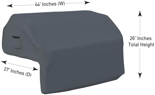 Covers & All Built-in Grill Cover for Outdoor Grill – Heavy Duty 12 oz Waterproof Built-in BBQ Grill Cover, PVC-Coated Polyester with Elastic Hem for Snug Fit (44 x 27 x 26 inches, Grey) - Image 3