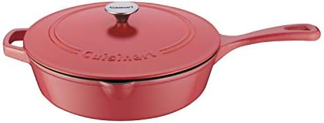 Cuisinart Chef's Classic Enameled Cast Iron Dutch Oven with Lid, Porcelain Enameled Interior, Oven Safe, Induction Compatible, 12-Inch, Chicken Fryer, Peony Pink by Cuisinart