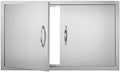 VEVOR BBQ Access Door, 36W x 21H Inch Double Outdoor Kitchen Door, Stainless Steel Flush Mount Door, Wall Vertical Door with Handles, for BBQ Island, Grilling Station, Outside Cabinet, Silver by VEVOR