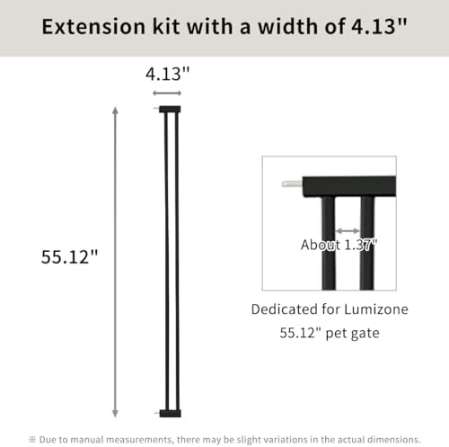 Lumizone Extra Tall Cat Gate Extension Kit 55.12" High 4.13" Wide Black - Image 3