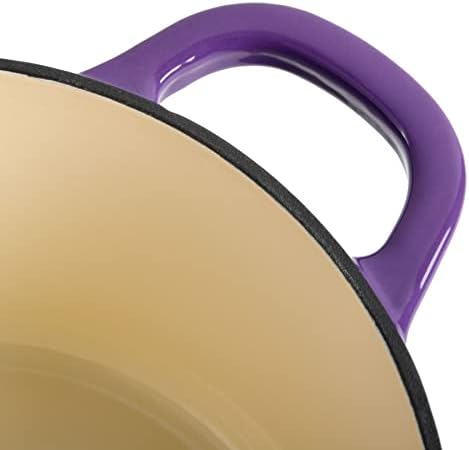 Crock-Pot Artisan 5-Quart Round Enameled Cast Iron Dutch Oven – Lavender Purple, Durable Heavy-Duty Cookware for Slow Cooking, Roasting, Baking with Lid - Image 3