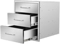 Outdoor Kitchen Drawers 18" W x 21" H x 21" D Flush Mount Triple BBQ Drawers with Chrome Handle Stainless Steel Drawer for Outdoor Kitchen Island, Patio Grill Station by SGOLAN