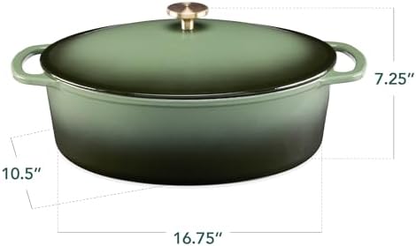 Best Choice Products Oval 7.5 Quart Enamel Cast-Iron Dutch Oven, Heavy-Duty Pre-Seasoned for Baking, Cooking w/Side Handles – Deep Olive Green - Image 2