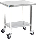 DuraSteel 24x30 NSF Stainless Steel Cart Work Table - Heavy Duty Rolling Food Prep Table Countertop Island - Metal Utility Cart on Wheels Caster, Grill Stand Storage Outdoor Kitchen Tables Bar Top by DuraSteel