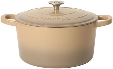 Crock-Pot Artisan 5-Quart Enameled Cast Iron Dutch Oven Pot with Lid, Round, Gradient Taupe, Oven Safe Cookware by Crock-PotBrand