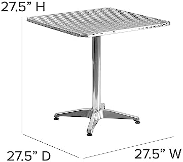 Flash Furniture 27.5 in Aluminum Indoor/Outdoor Square Table with Base - Image 3