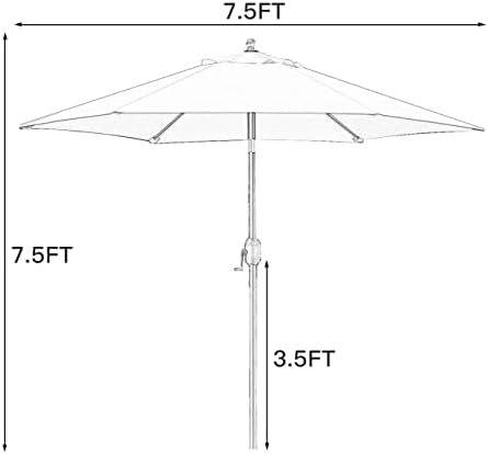 Sunnyglade 7.5' Patio Umbrella Outdoor Table Umbrella Tilt Crank Brown - Image 7