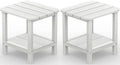 SERWALL Double Adirondack Side Table Set of 2, End Table- White by SERWALL