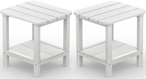 SERWALL Double Adirondack Side Table Set of 2, End Table- White by SERWALL