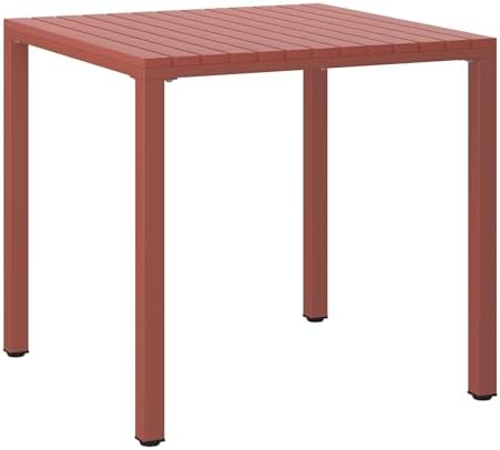 Costaelm Outdoor Dining Table for 4, Square Metal Patio Table, 4-Person Weather Resistant Steel Slat Table for Lawn Garden Backyard, Red - Image 7