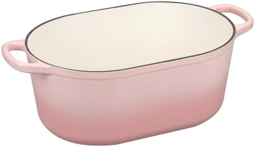 EDGING CASTING Enameled Cast Iron Oval Dutch Oven, 6QT, Pink - Image 4