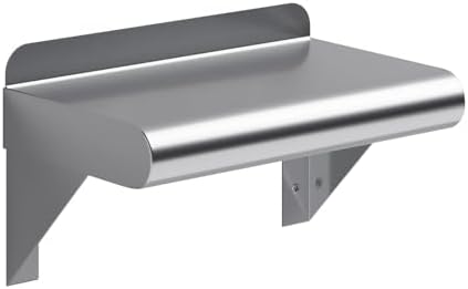 AmGood 6 in. x 10 in. Stainless Steel Wall Mount Shelf - NSF Certified, Commercial Grade, 18-Gauge - Holds up to 120 lbs, with Backsplash & Bullnose Edge for Restaurant, Kitchen, Garage & Utility Room by AmGood