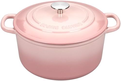 EDGING CASTING Enameled Cast Iron Dutch Oven with Sourdough Bread Baking Kit, Bread Dutch Oven with Lid, Includes Proofing Basket & Baking Tools, 5qt, Pink - Image 3