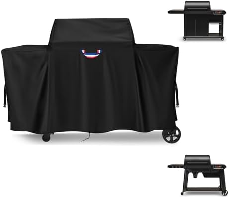 Grill Cover for Traeger Woodridge Pro/Elite Grills, Outdoor Waterproof BBQ Smoker Cover with Top Handles & Adjustable Straps, Pellet Grill Heavy Duty Accessory- 69x28x47 in, Black by Agustone