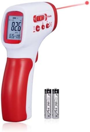 Infrared Thermometer for Meat,Laser Temperature Gun,-58~1112°F,DS 12:1 Digital IR Temp Gun with Adjustable Emissivity&High/Low Alarm,LCD Display Thermal Gun for Food Oven Cooking HVAC by VCOOKLIFY