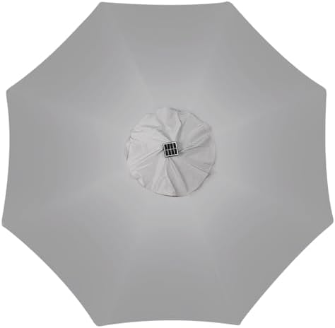Blissun 9 ft Solar Umbrella, Patio Umbrella with 32 LED Lights, Table Market Umbrella, Outdoor Umbrella for Garden, Deck, Backyard (Light Grey) - Image 4