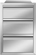 Outdoor Kitchen Drawers Stainless Steel 14W X 21H X 23D Inch, Flush Mount Triple BBQ Island Drawers with Hidden Handle for Outdoor Kitchens, Patio or Grill Station by OUKIDR