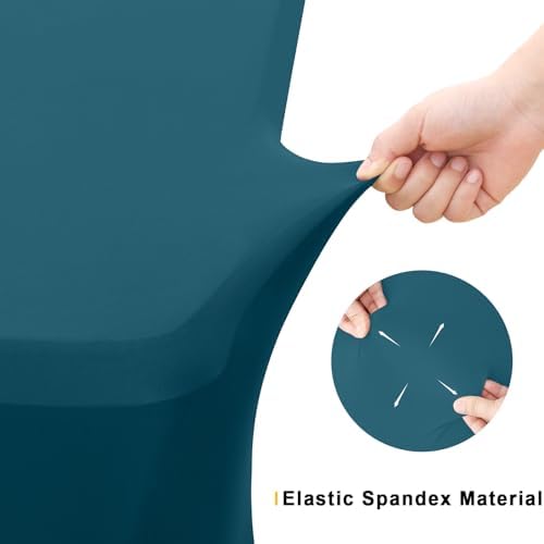 Smiry 2Pack Spandex Table Cloth 4FT, Elastic Fitted Peacock Blue Tablecloth - Image 3