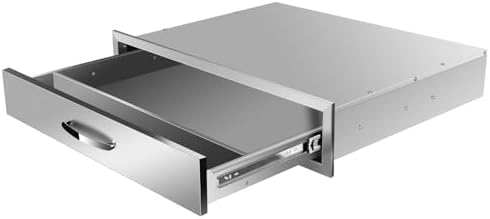 Pull Out Trash Drawer, Lower Sliding Rails Stainless Steel Roll Out Trash Bin Pull Out Tray With Handle For Outdoor Kitchen BBQ Island Grill Station,Single Drawer - Image 7