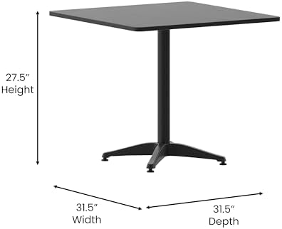 Flash Furniture 31.5 in Indoor/Outdoor Square Table with Base, Black - Image 3