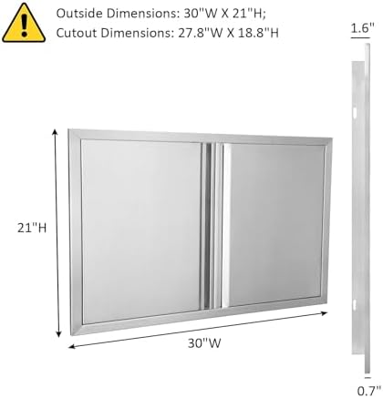 BI-DTOOL Outdoor Kitchen Double Doors 30" W X 21" H BBQ Access Door Thickened 304 Brushed Stainless Steel Doors for Indoor/Outdoor Kitchen Outdoor Cabinet Barbeque Grill or BBQ Island - Image 2