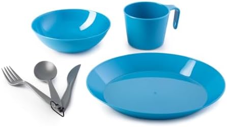 GSI Outdoors Cascadian Table Set I 6-Piece Camping, Backpacking Mess Kit, Plastic BPA Free, Plate, Bowl, Mug, Cup & Cutlery Set by GSIOutdoors