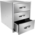 Pull Out Trash Drawer, Lower Sliding Rails Stainless Steel Roll Out Trash Bin Pull Out Tray With Handle For Outdoor Kitchen BBQ Island Grill Station,Three Drawers by OLIPIC
