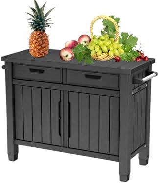 Generic Enhance Your Outdoor Space with The Outdoor Grill Table with Storage Cabinet in Graphite Gray. Perfect for Grilling, Entertaining, and Storage Needs, X-Large by Unknown