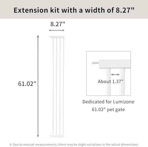 Lumizone Extra Tall Cat Gate Extension Kit 61.02" High 8.27" Wide White - Image 3