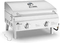 Lifemaster Portable Stainless Steel Gas Grill - 2 Burners Easy Clean Tabletop BBQ Propane Gas Grill with Foldable Legs and Wind Proof Lid for Camping and Outdoor - Silver by LIFEMASTER