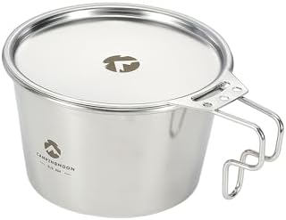 CAMPINGMOON 600ml 20oz Stainless Steel Stackable Camping Mug Lightweight Outdoor Cooking Cup Measuring Scale for Backpacking Hiking Campfire Use Soup Noodles Rice (Silver (cup+lid)) by CAMPINGMOON