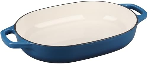 EDGING CASTING Enameled Cast Iron Oval Dutch Oven Pot with Lid, Dutch Oven for Sourdough Bread Baking, Bread Oven, Bread Dutch Oven, Oval Bread Pan, 7qt, Lake Blue - Image 4
