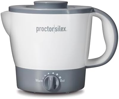Proctor Silex 32oz Adjustable Temperature Hot Pot, Electric Kettle for Tea, Boiling Water, Cooking Ramen, Noodles and Soup, PFAS-Free Nonstick Coating, White (48507MN) by ProctorSilex