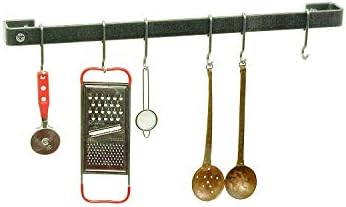 Enclume Handcrafted 18" Wall Rack Utensil Bar w 6 Hooks Hammered Steel by EnclumeDesigns