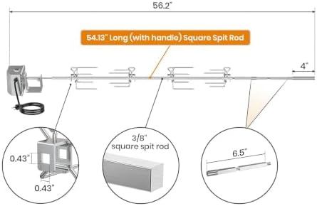 onlyfire Stainless Steel Rotisserie Kit for Weber Genesis 4&6 Burner Grills - Image 3