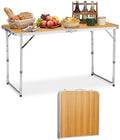Outvita 4ft Portable Folding Camping Table Lightweight Suitcase Wood by Outvita