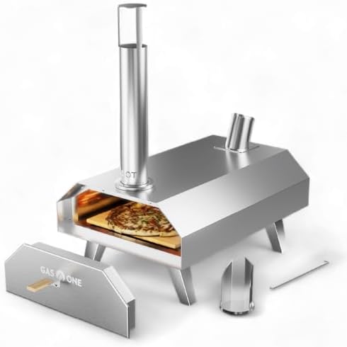GasOne Portable Wood Pellet Pizza Oven 12-inch Pizza Maker for Outdoors, RVs, and Camping Stainless Steel Cooker by GasOne