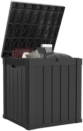 50 Gallon Waterproof Outdoor Resin Deck Box, Lockable Storage Container for Patio Furniture, Garden Tools (50 Gallon, Black) by MAIUSCOLI