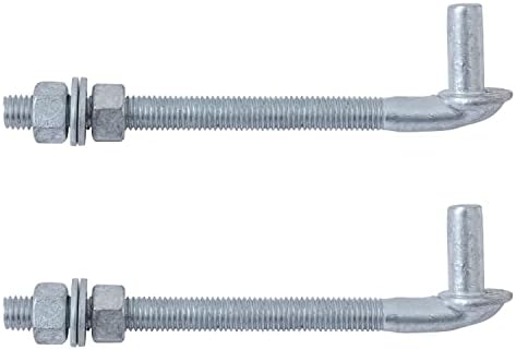 VIVIDA 5/8" X 8" J Bolt Gate Hinge, Heavy Duty Gate Hinge Bolt, 2-Pack by VIVIDA