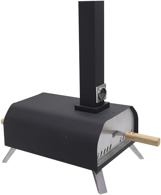 Outdoor Wood Pellet Pizza Oven, Pizza Maker with Rotating Pizza Stone, Built-in Thermometer, Foldable Legs, and Removable Chimney for Backyard, Camping, and BBQ (11" Pellet Pizza Oven) by Unknown