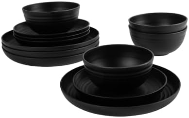 Gibson Home Plates and Bowls Set, 12 Piece Wheat Straw Dinnerware for 4 - Image 7