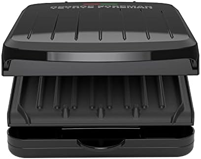 George Foreman Compact 2-Serving Electric Indoor Grill and Panini Press for 1–2 People, Classic Plates, Black - Image 2