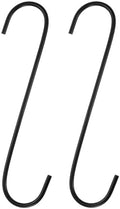 HARFINGTON 2pcs Long S Hooks 8 Inch Extra Long Metal S-Shaped Hanging Hooks High Manganese Steel S Hanger Storage Organizing Tool for Kitchen Garden Bathroom Garage Closet, Black by HARFINGTON
