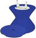 Ledge Lounger - Signature Tall Ice Bin Side Table - Lid with Umbrella Hole - for in-Pool or On-Deck Use - Water Depths 0-15” - Compatible with All Types - for Pool, Sundeck, Patio - Dark Blue by LedgeLounger
