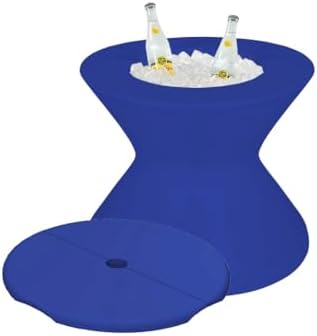 Ledge Lounger - Signature Tall Ice Bin Side Table - Lid with Umbrella Hole - for in-Pool or On-Deck Use - Water Depths 0-15” - Compatible with All Types - for Pool, Sundeck, Patio - Dark Blue by LedgeLounger